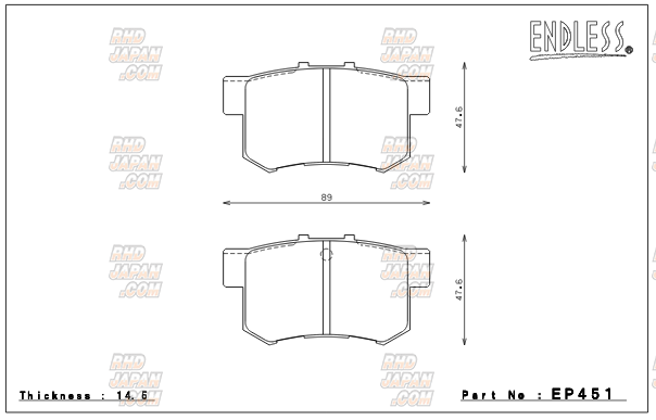 Endless Brake Pads Full Set Type MX72 - S2000 AP1 AP2 - RHDJapan